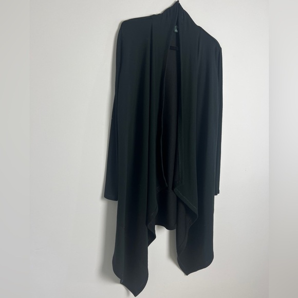 Lauren Ralph Lauren Black Open Front Shark Bite Hem Lightweight Open Cardigan M - Picture 7 of 13